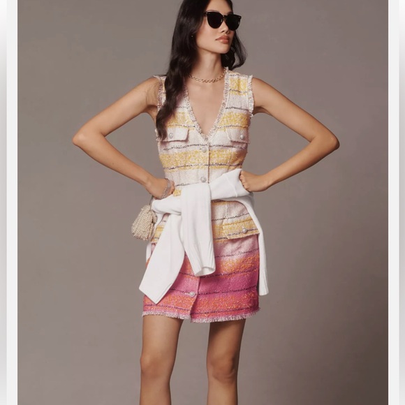 Anthro Maeve Sleeveless Tweed Mini Dress - Picture 3 of 5